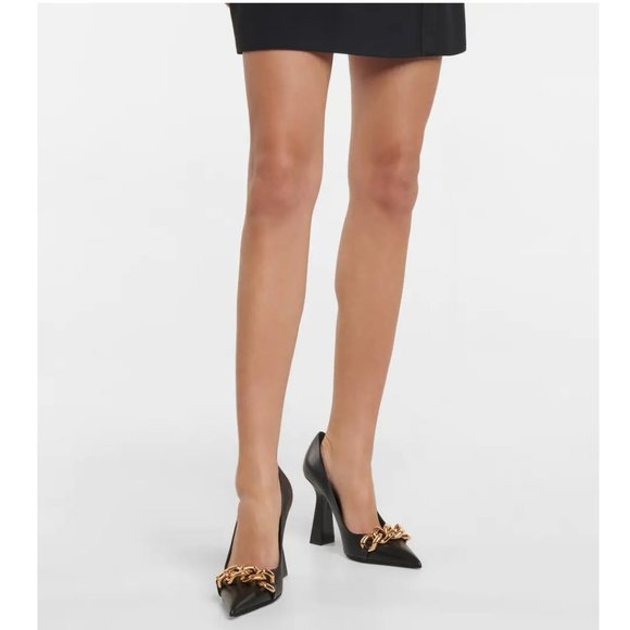 Versace Medusa Embellished Leather Pumps - Picture 4 of 12